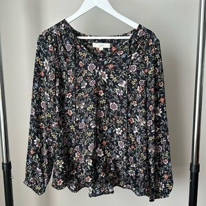 Loft Women’s Floral Long Sleeve Blouse Top - size M